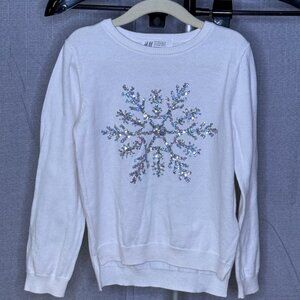 H & M - Girls Long Sleeve Sparkly Snowflake Sweater - Size 4-6y
